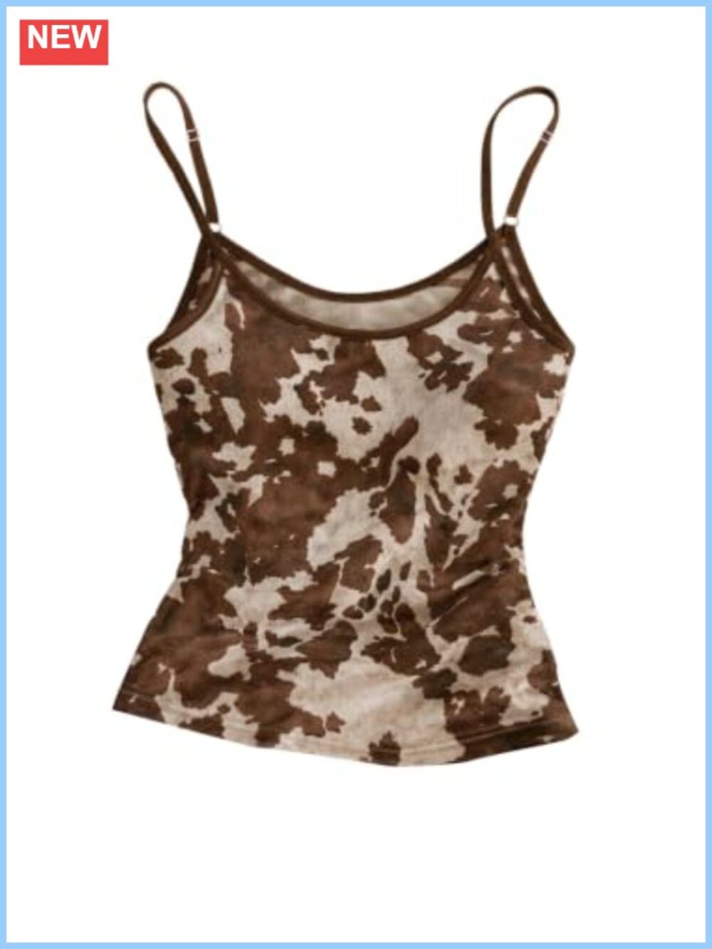 Cow Print Scoop Neck Spaghetti Strap Slim Fit Cami Top